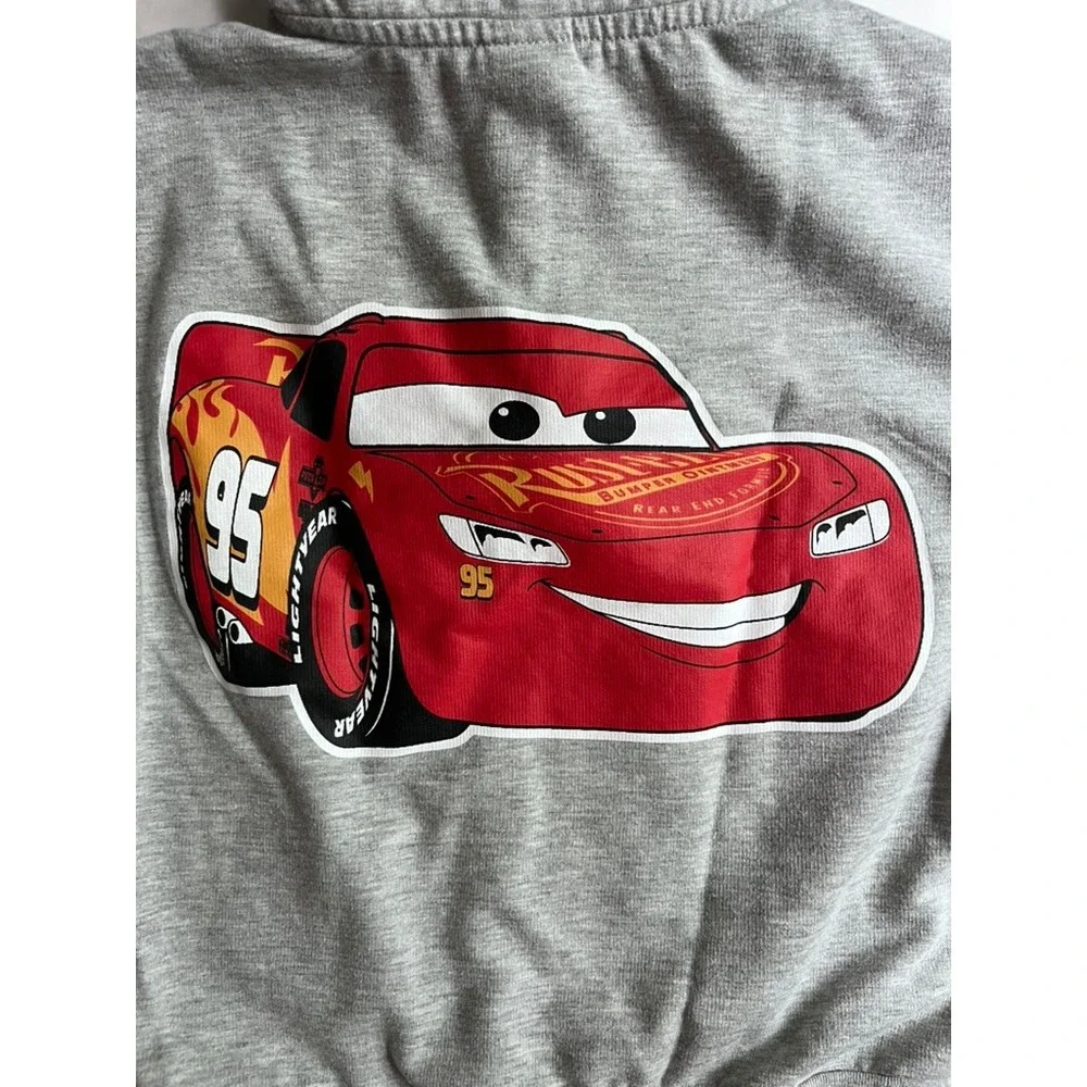Disney Pixar Cars 1/4 Zip Sweatshirt Lightening McQueen Gray Pullover size 7
